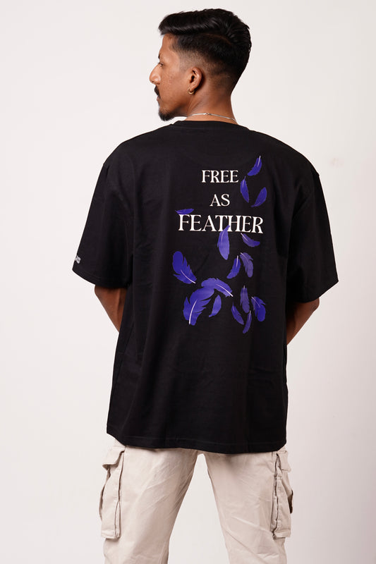 "FREE AS FEATHER" Graphic Design Oversized T-shirt